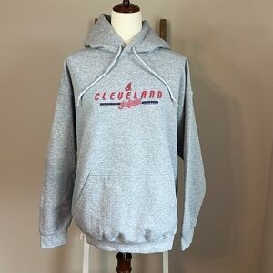 Cleveland Indians American League Gildan Gray Hooded Sweatshirt Size Large GUC